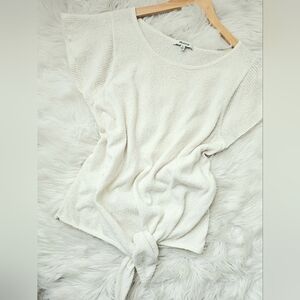 Terry Cloth Cotton-Blend Tie-Front Knit Top